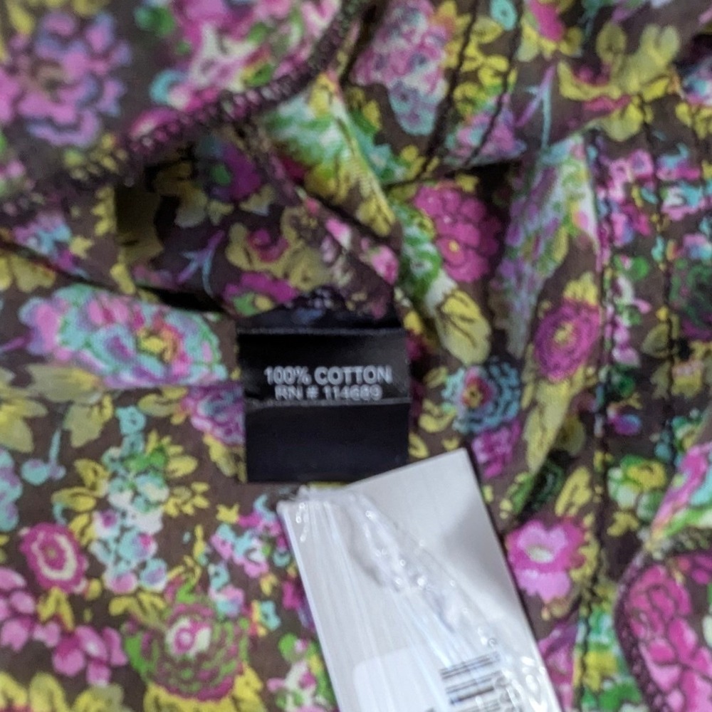 Cino Floral Button Down Shirt Womens Medium Rose Print Boho Cottagecore Blouse - Picture 12 of 13
